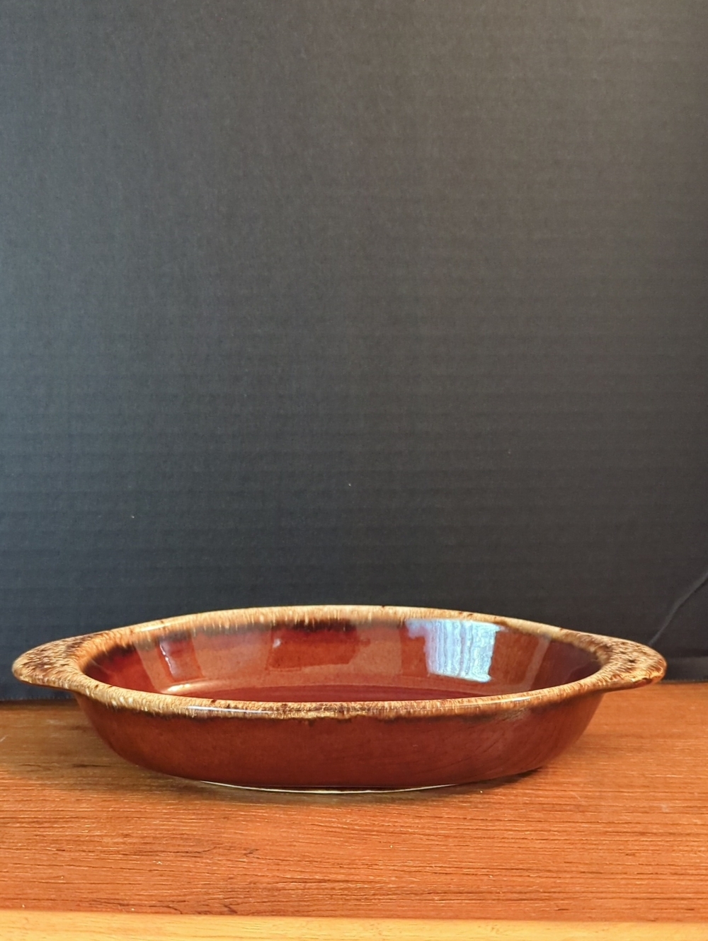 Vintage MCM Hull Potty Brown Ceramic Au Gratin Baking Dish